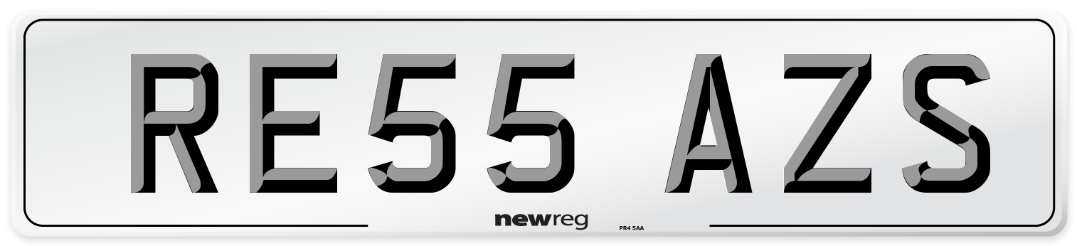 RE55 AZS Number Plate from New Reg